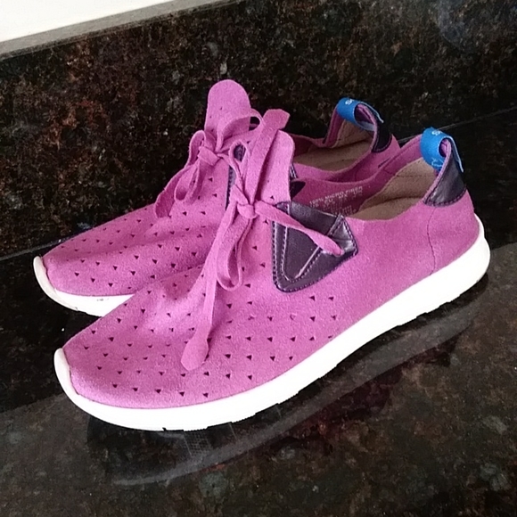 Walrus Dixie Micro Fiber Suede Look Perforated Lace Up Sneakers 6 Purple - Picture 13 of 16